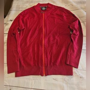 Impulso 1972 Red Full Zip Sweater Men’s L Made in Italy Merino Wool Blend
